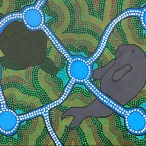 Dugong and sea turtle
